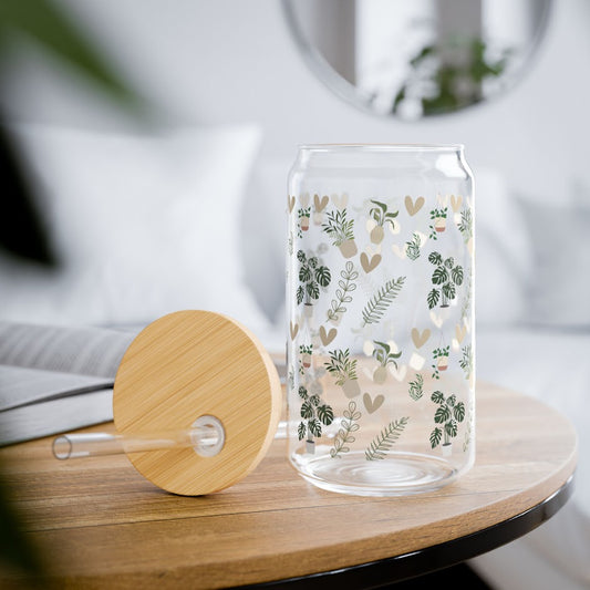 Sippin’ & Sproutin Can Glass with Bamboo Lid & Glass Straw