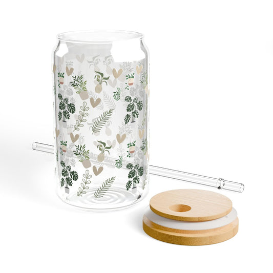 Sippin’ & Sproutin Can Glass with Bamboo Lid & Glass Straw